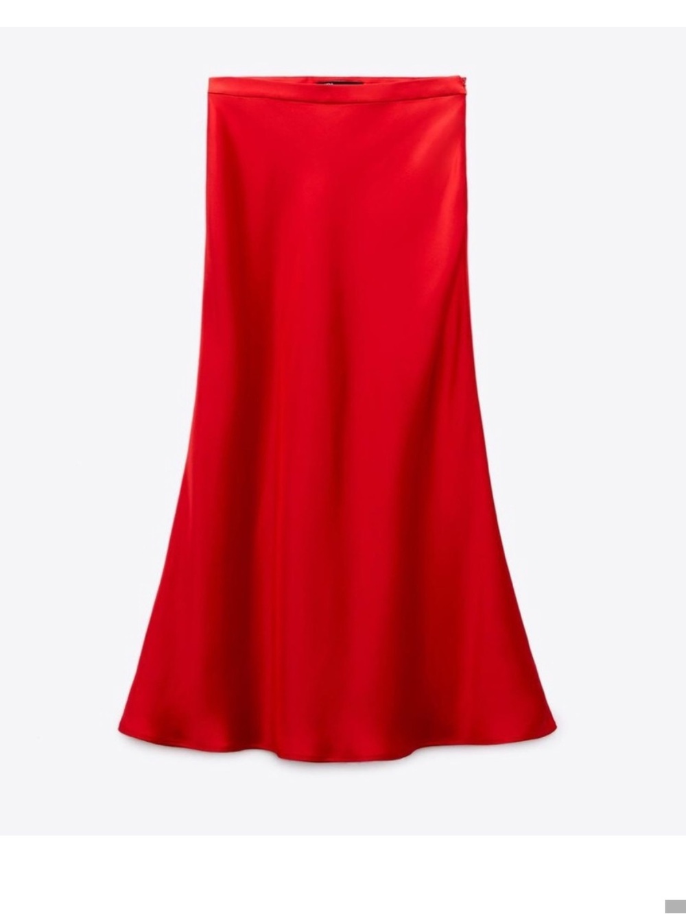 Zara Bright Red Satin Bias Midi Skirt